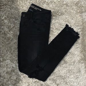 American Eagle Black Jeans Distressed
